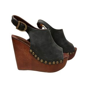 Jeffrey Campbell Havana Last Snick wood and leather wedges